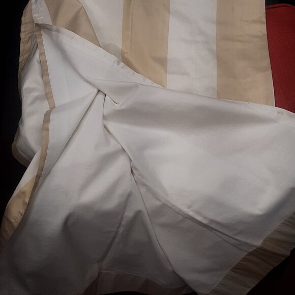 4 Majesty Cream/Beige 42W x 84L Dupioni Silk Striped Tailored Panels - Picture 3 of 11
